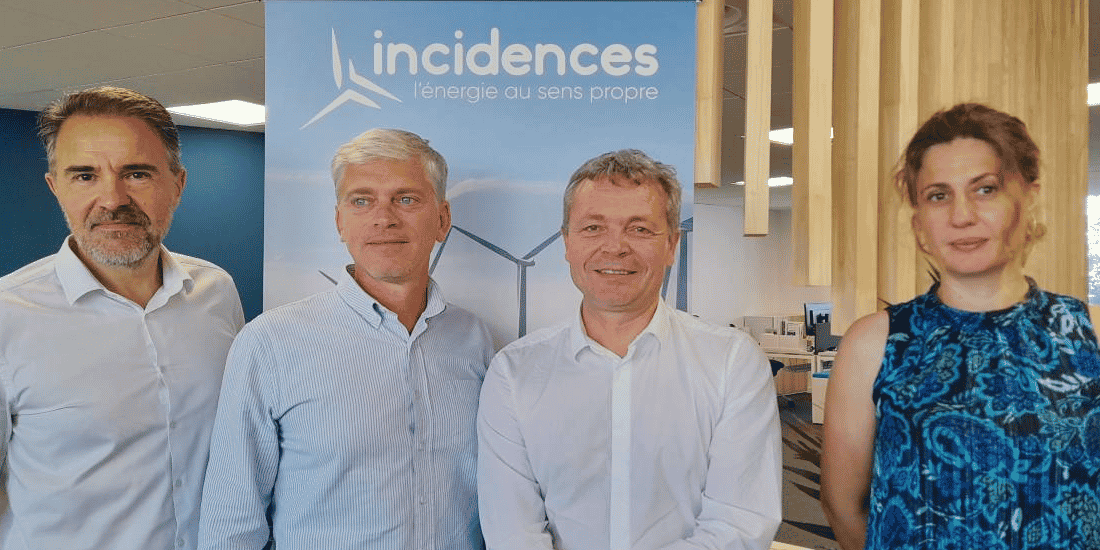 Jean-Marc Armitano (à gauche) et les trois cofondateurs d'Incidences, Julien Garçon, David Augeix et Séverine Pasquinet, le 24 juin 2024 à Montpellier.