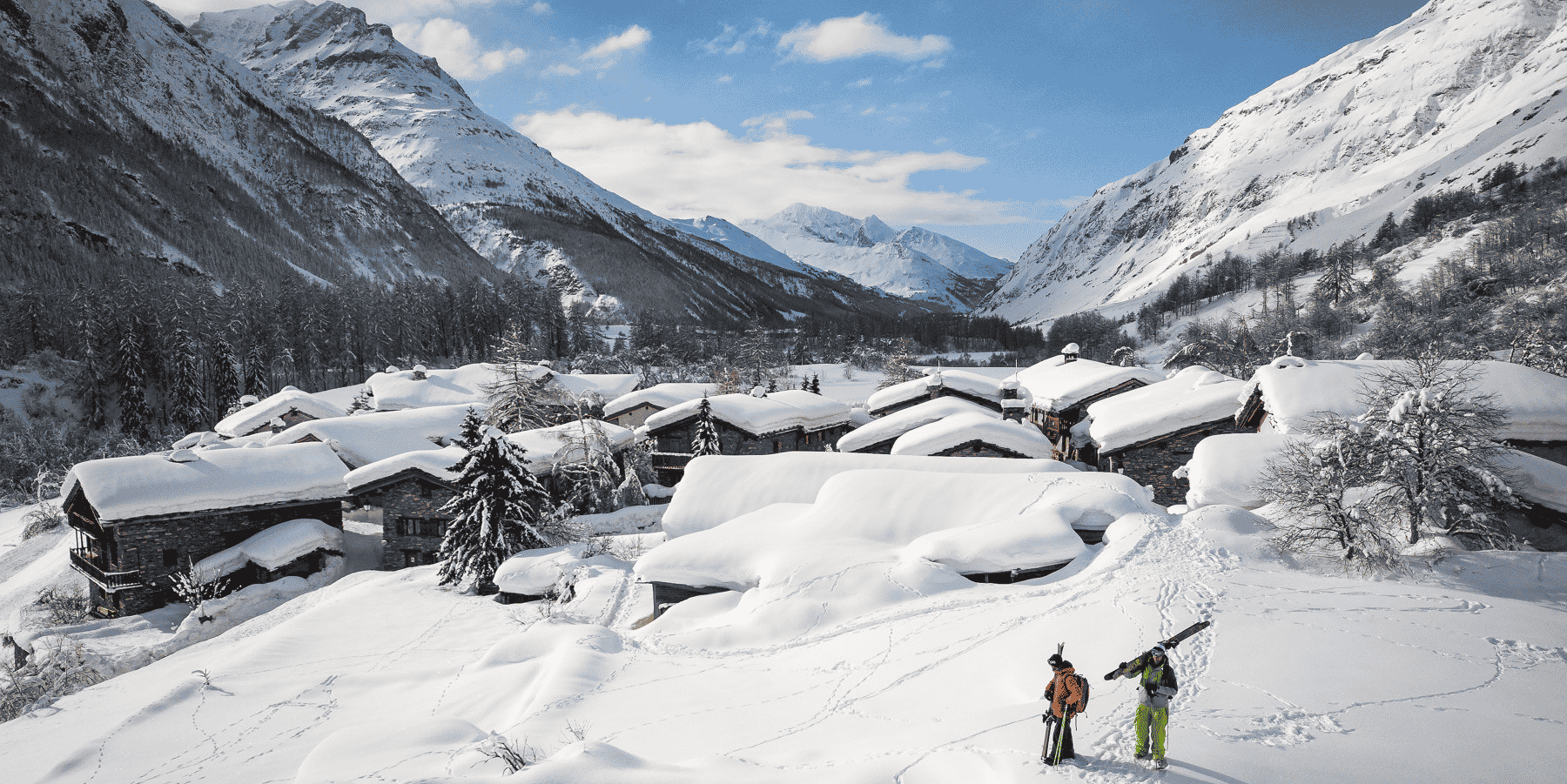 Skieurs à Bessans