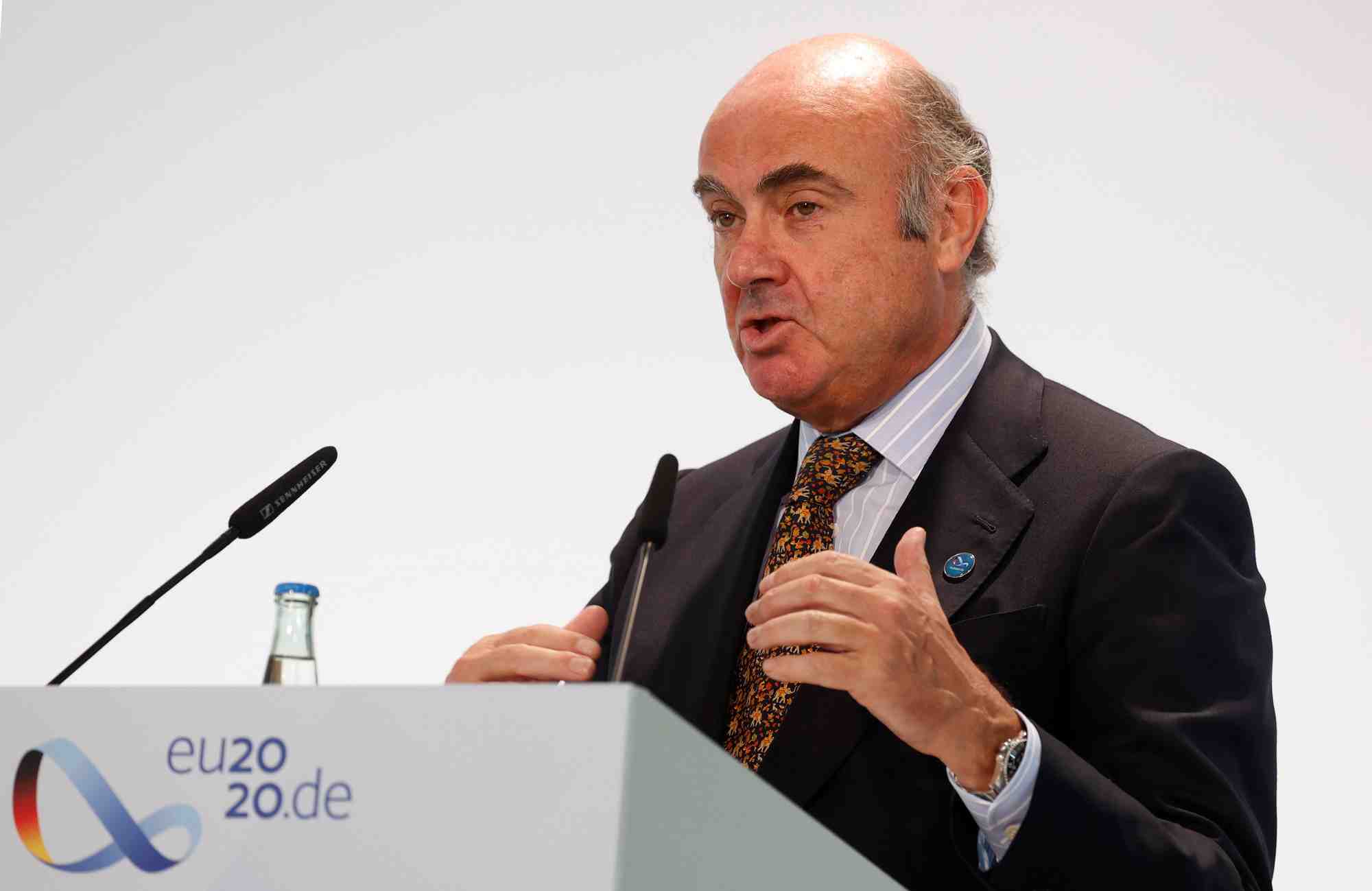 Le vice-president de la banque centrale europeenne (bce) luis de guindos lors de la reunion informelle des ministres de l'ue