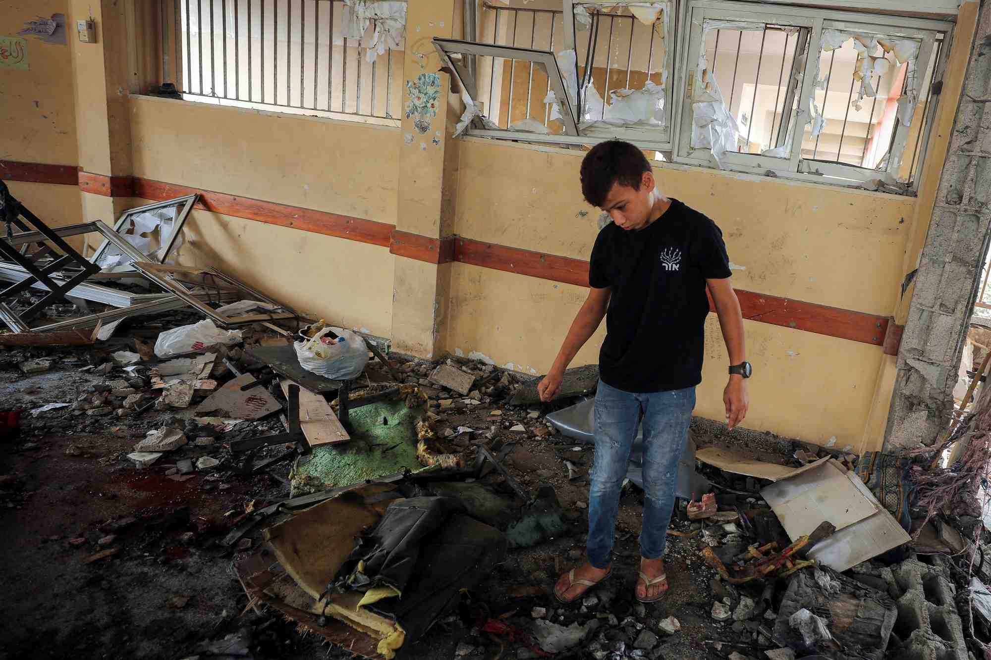 Site of an israeli strike on a school sheltering displaced people, in gaza city