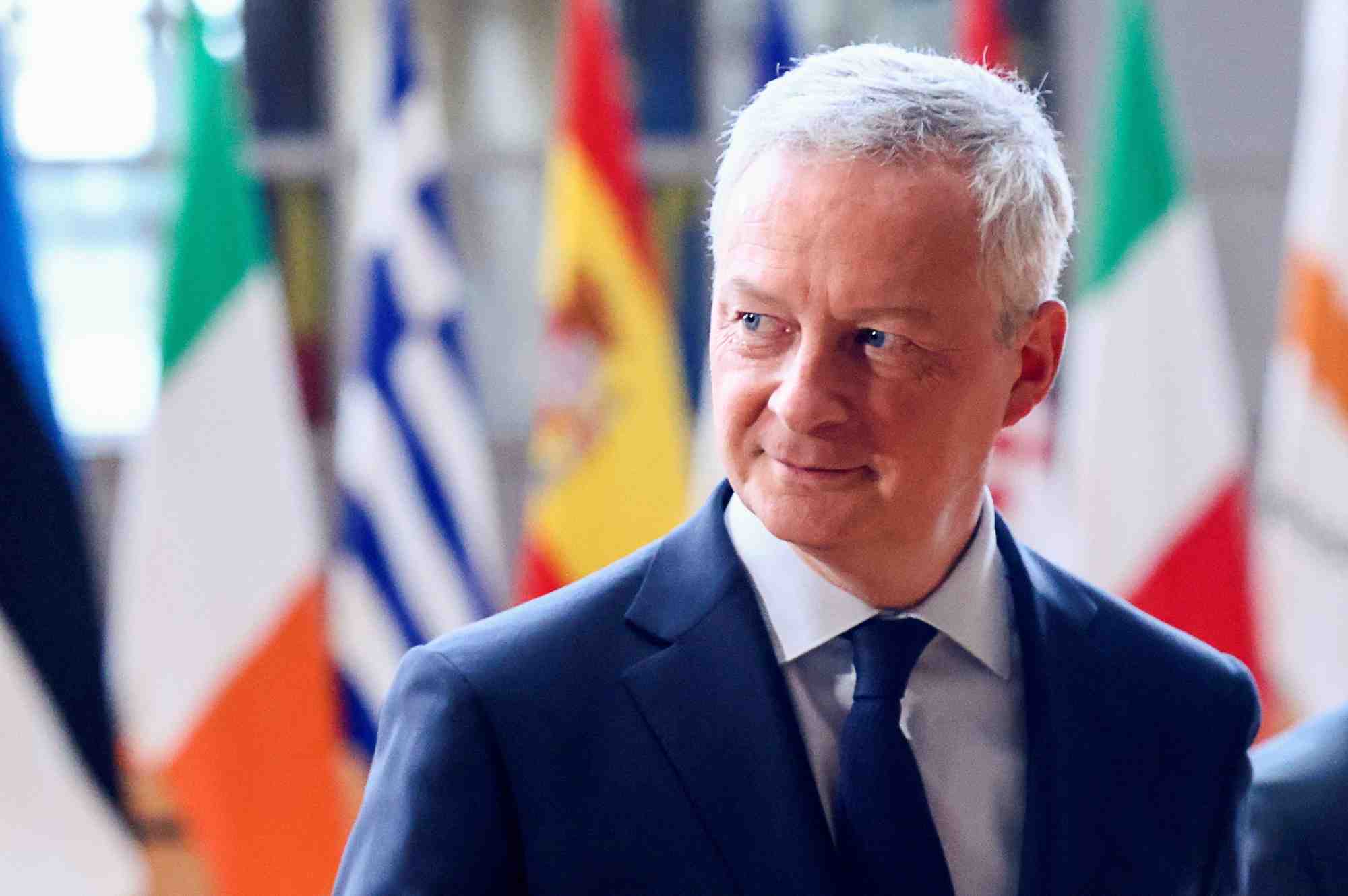 Le ministre francais des finances bruno le maire a bruxelles, belgique