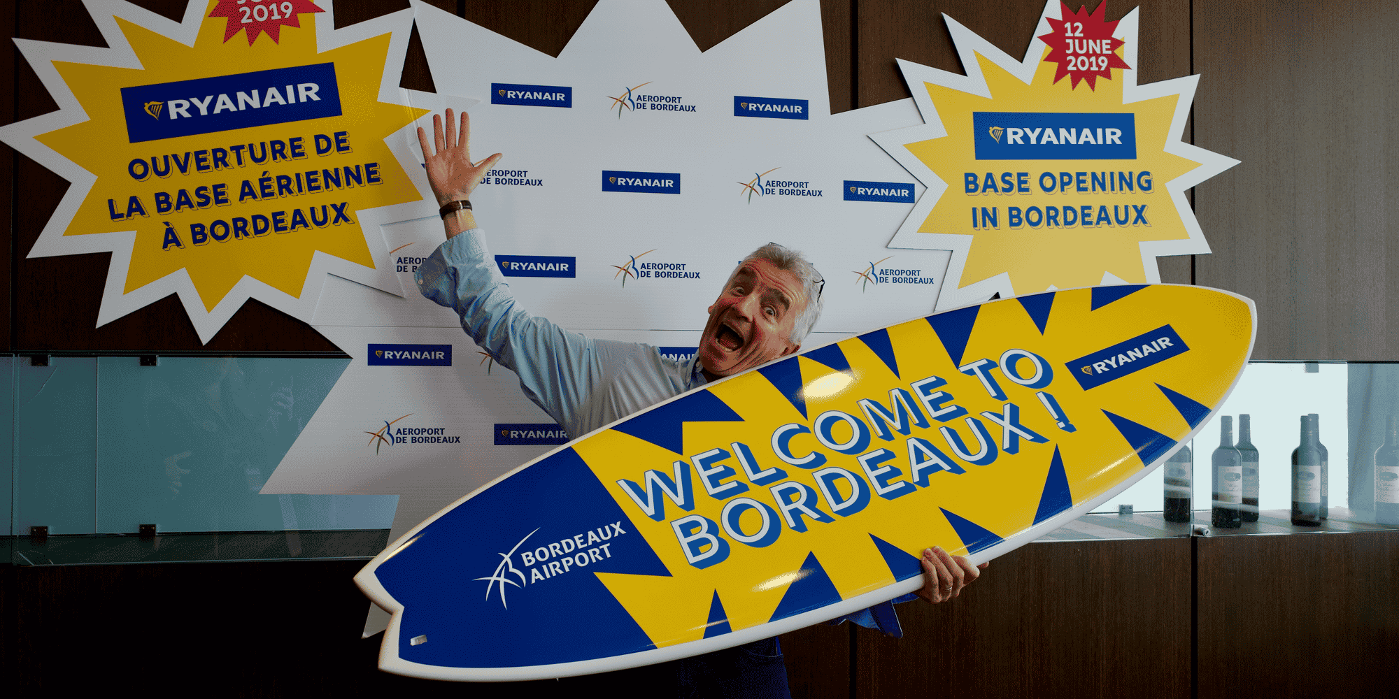 Michael O'Reilly, le DG de Ryanair ici à Bordeaux en 2019, vient d'annoncer la fermeture de la base bordelaise dès le mois de novembre 2024.