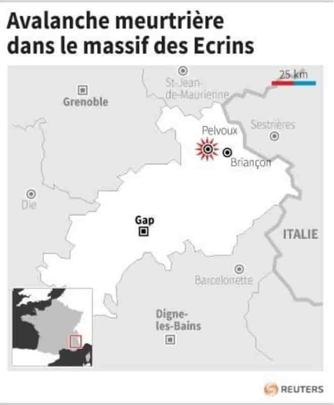 Avalanche meurtriere dans le massif des ecrins