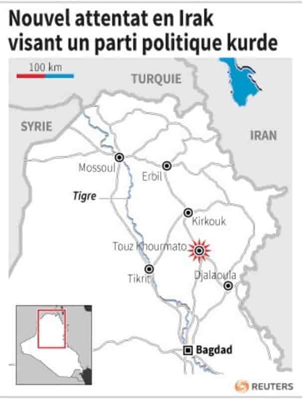 Nouvel attentat contre un parti politique kurde en Irak