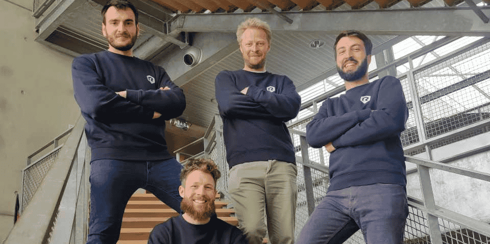 Matthieu Ravey, Benjamin Vuitton, Jean-Charles Wielfaert et Florent Odier, cofondateurs de Recrewteer à Montpellier.