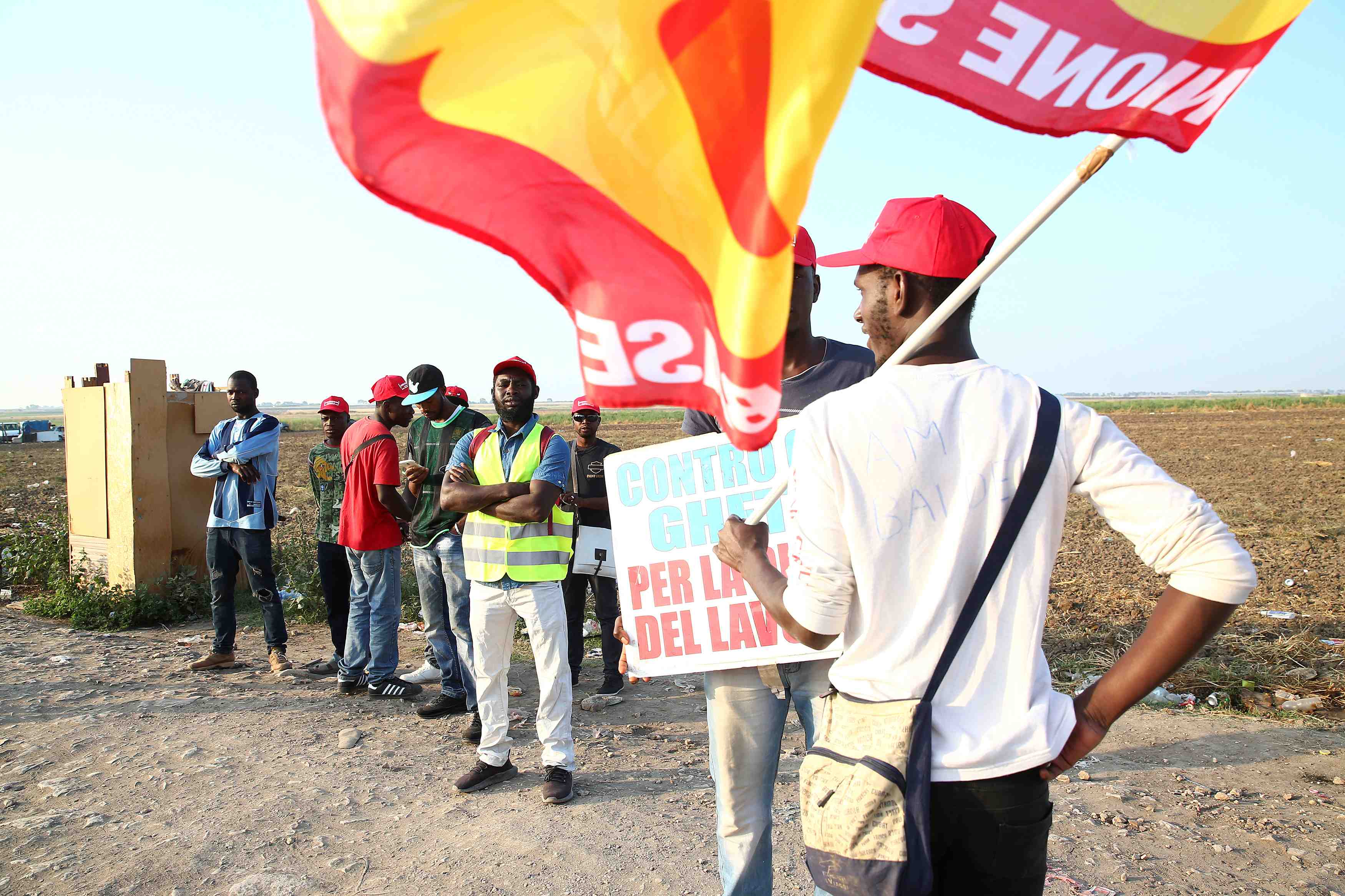 Manifestation de travailleurs migrants a foggia en italie