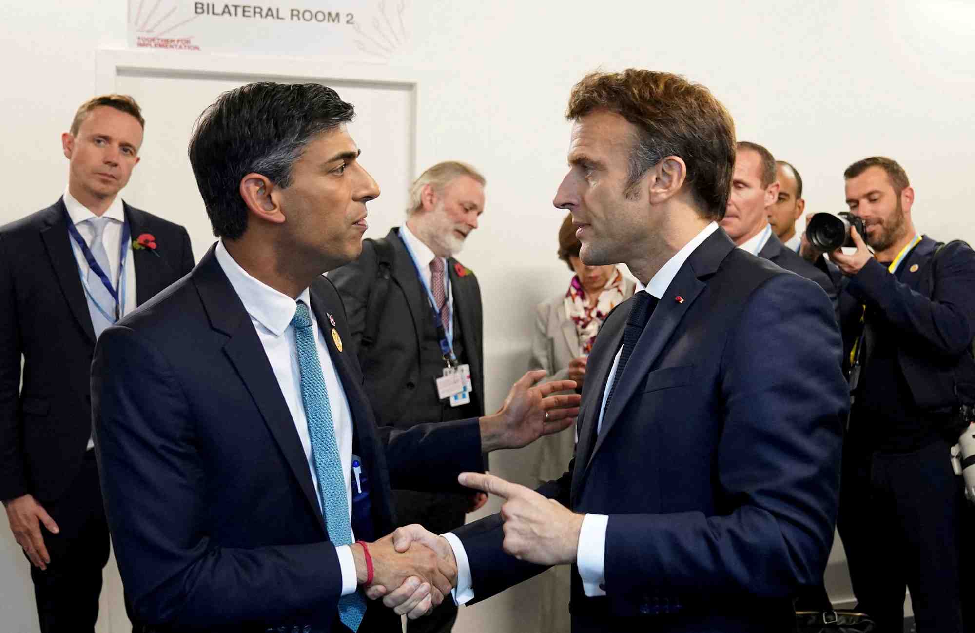 Le premier ministre britannique rishi sunak rencontre le president francais emmanuel macron