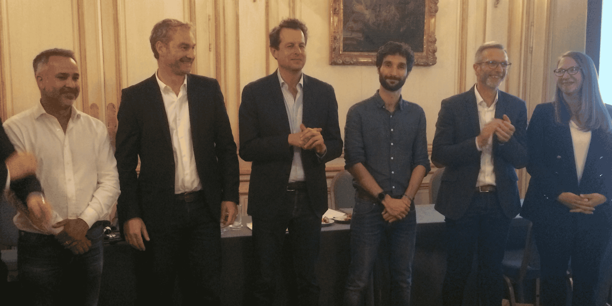 Le nouveau comité de pilotage : Julien Anselme (Orange), Guillaume-Olivier Doré (Mieuxplacer.com), Cyril Texier (Do you dream up),Bertrand Bussac (Le Wagon Bordeaux), David Babin (DMIC) et Hélène Desliens (Experteez)