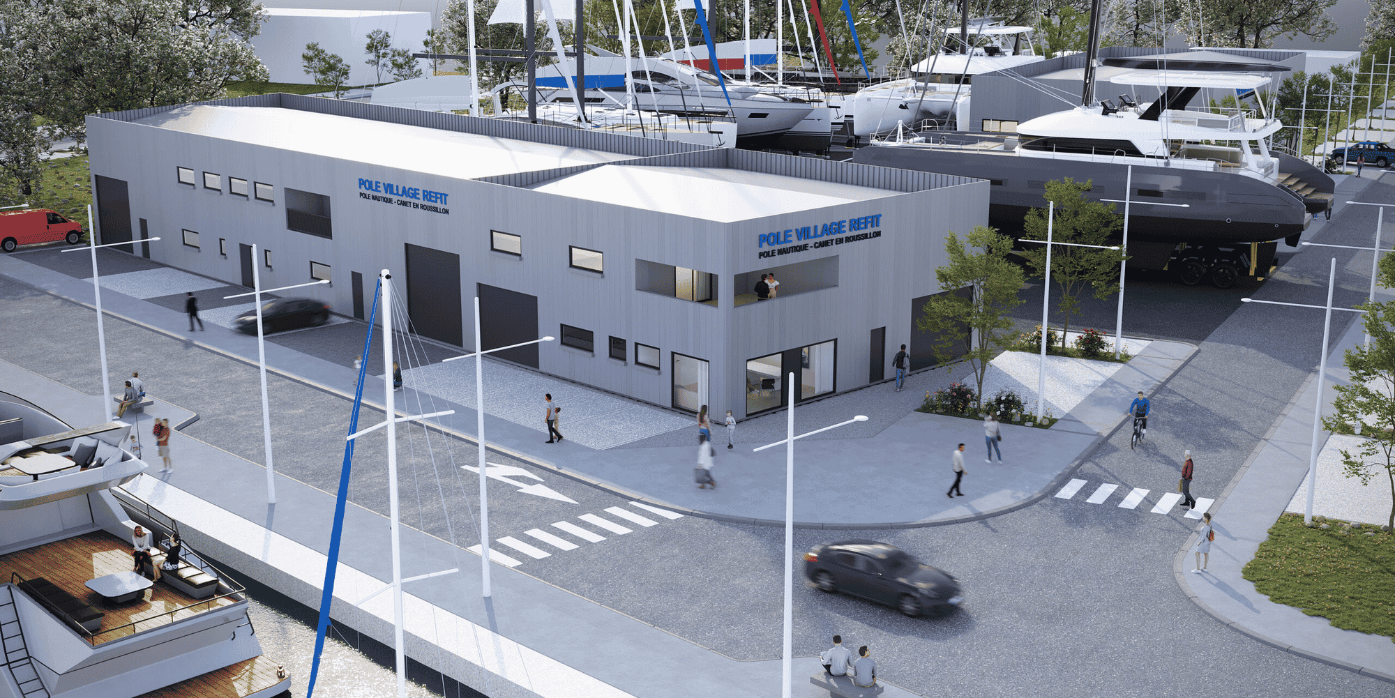 Le futur Pôle Village Refit, porté par cinq entreprises, pourrait être livré dans le courant de l'automne 2024 à Canet-en-Roussillon (Pyrénées-Orientales).
