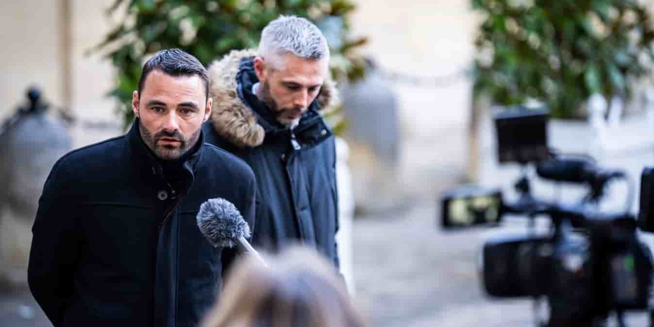 Pierrick Horel et Quentin Le Guillous des Jeunes Agriculteurs à Matignon, le lundi 13 janvier à Paris.