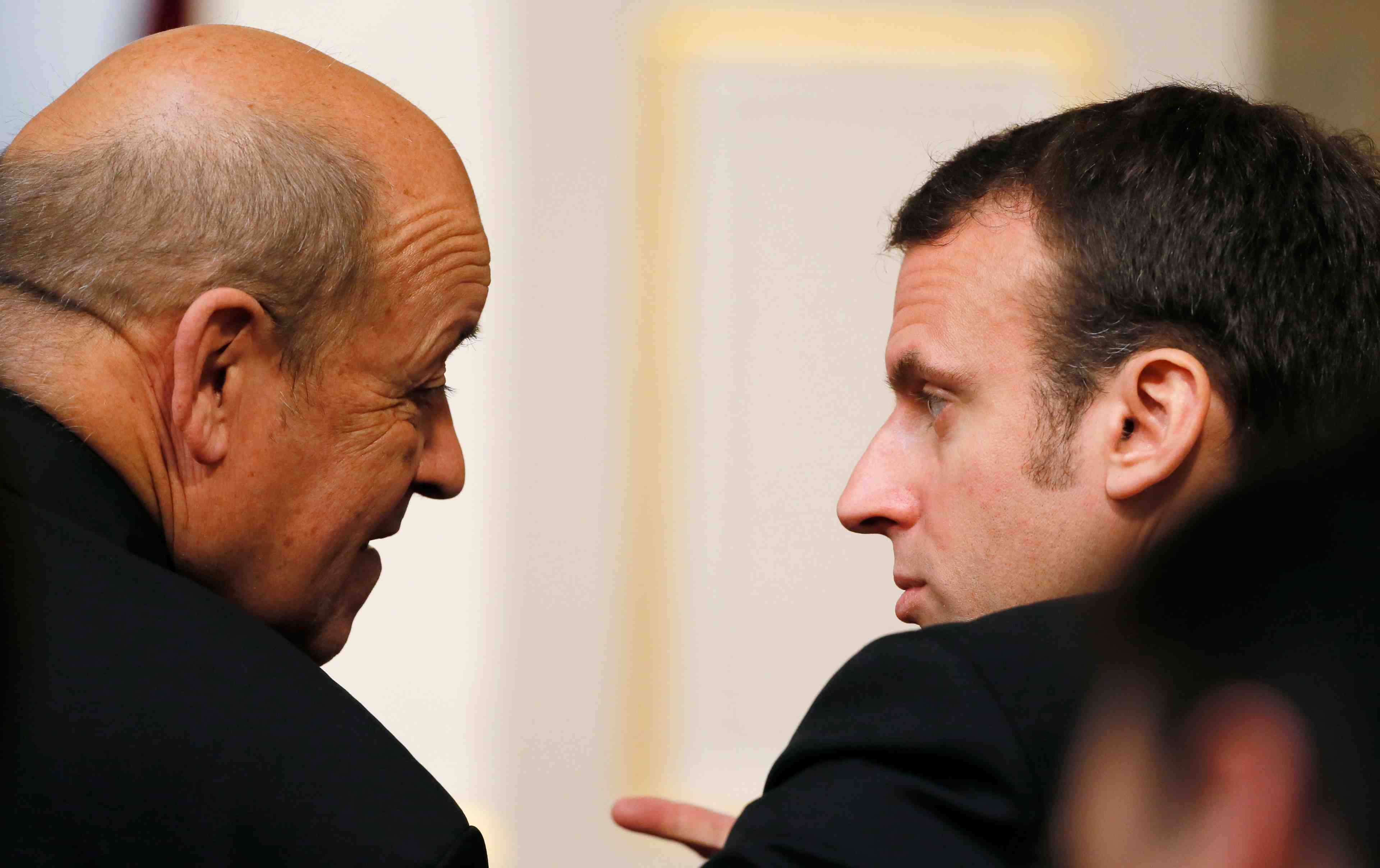 Le Drian, Macron,