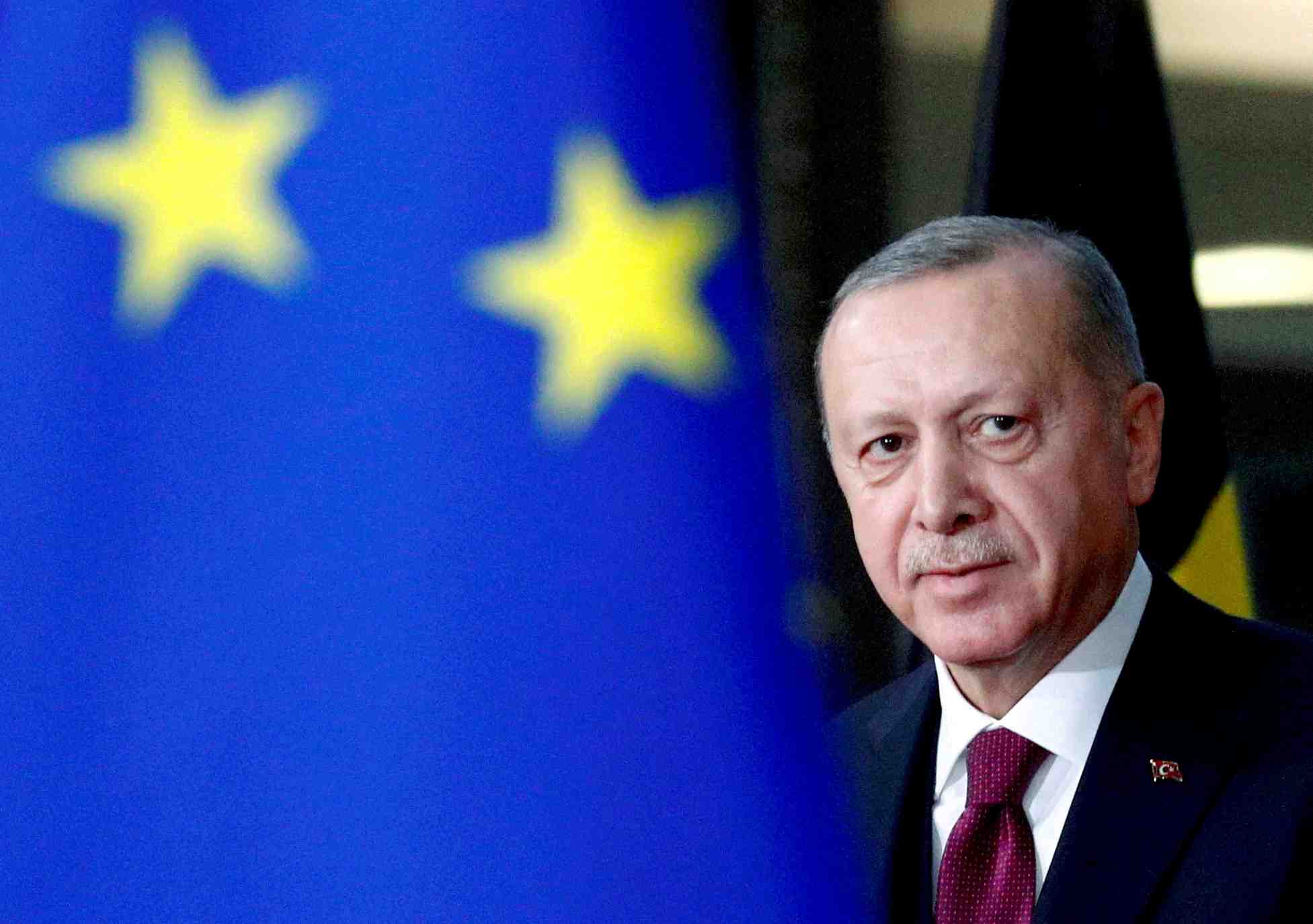 Le president turc tayyip erdogan arrive pour une reunion avec le president du conseil europeen charles michel a bruxelles