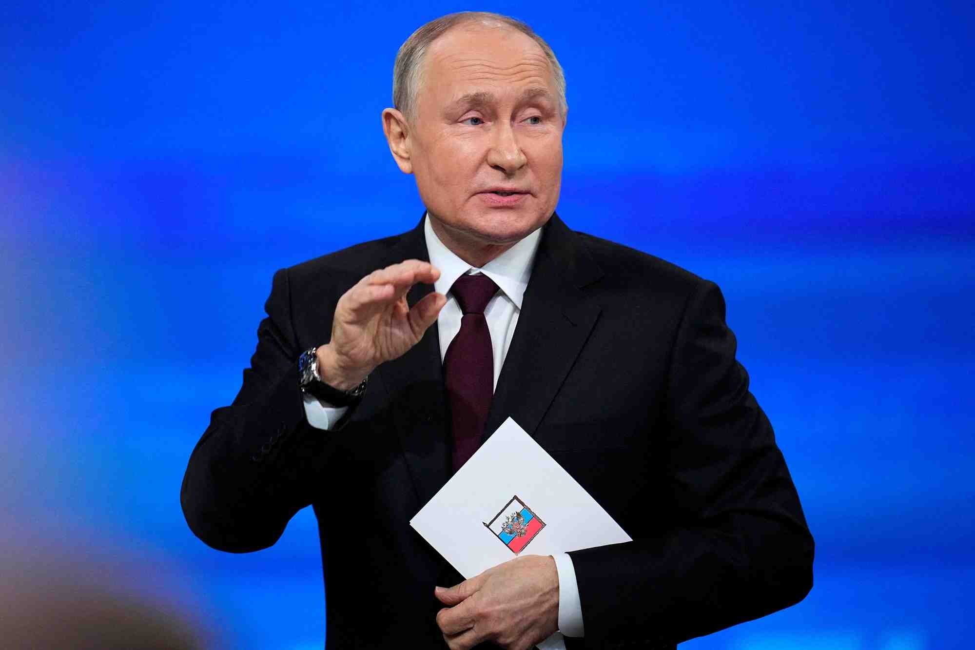 Le president russe poutine lors de sa conference de presse annuelle a moscou