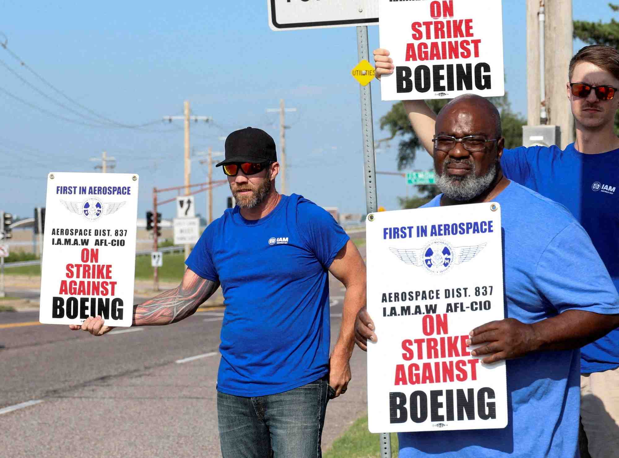 Des salariés de Boeing en grève le 4 août 2025.