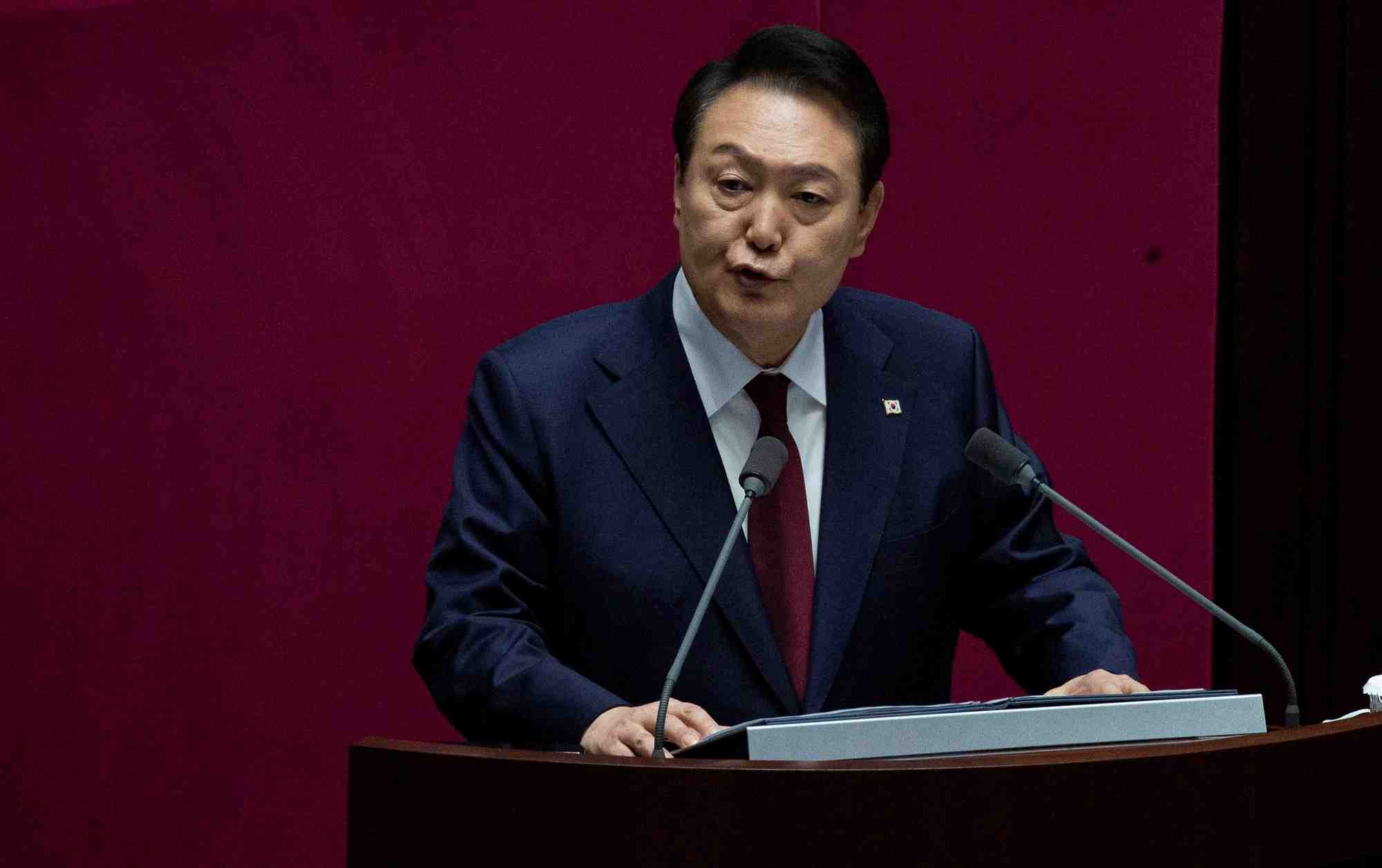 Le president sud-coreen yoon suk-yeol s'exprime sur le budget du gouvernement a l'assemblee nationale a seoul