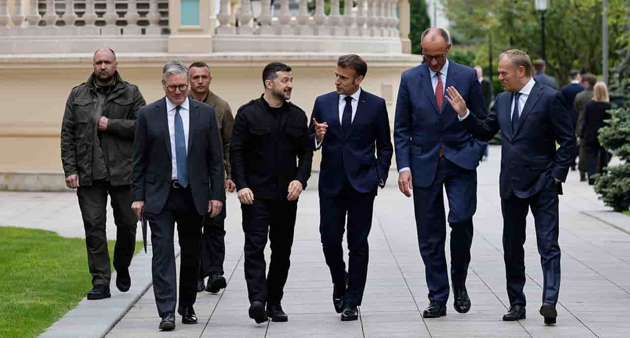 À Maïdan, Volodymyr Zelensky a accueilli les présidents français, britannique, polonais et le nouveau chancelier allemand.