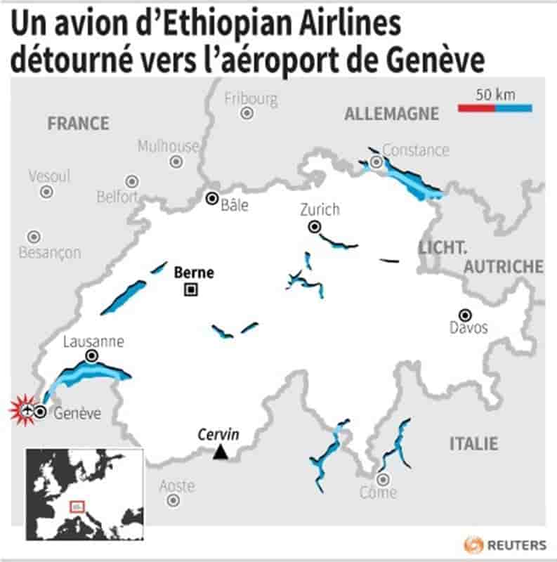 Un avion d'Ethiopian Airlines détourné vers l'aéroport de Genève