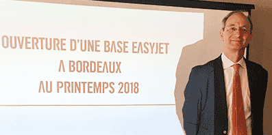 Pascal Personne, président du directoire de l'aéroport de Bordeaux Mérignac et François Bacchetta, directeur général France d'easyJet