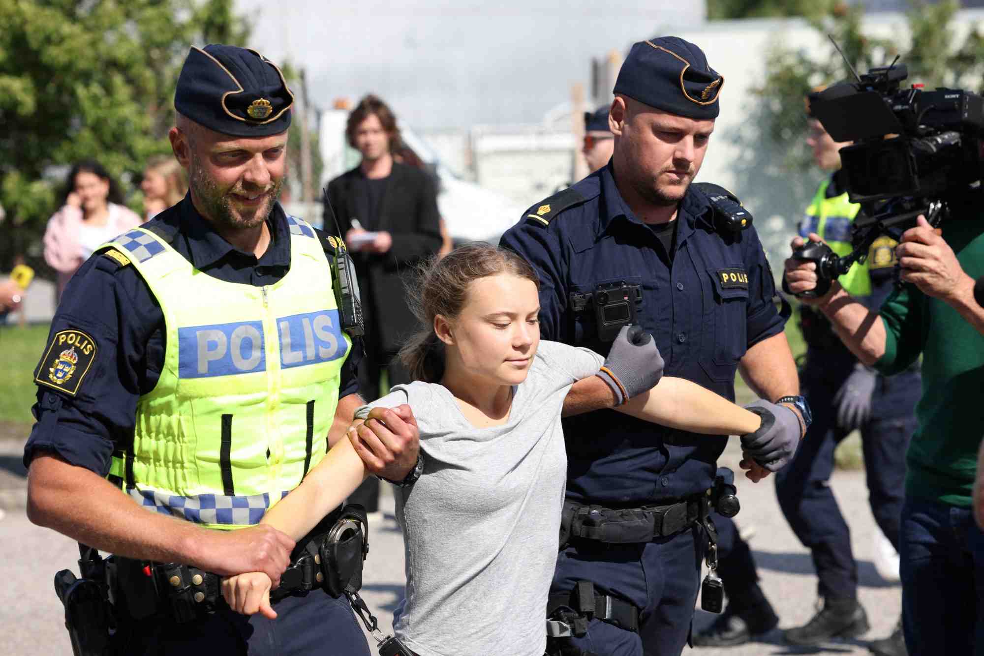 L'activiste pour le climat greta thunberg lors d'une nouvelle action climatique a oljehamnen, a malmo