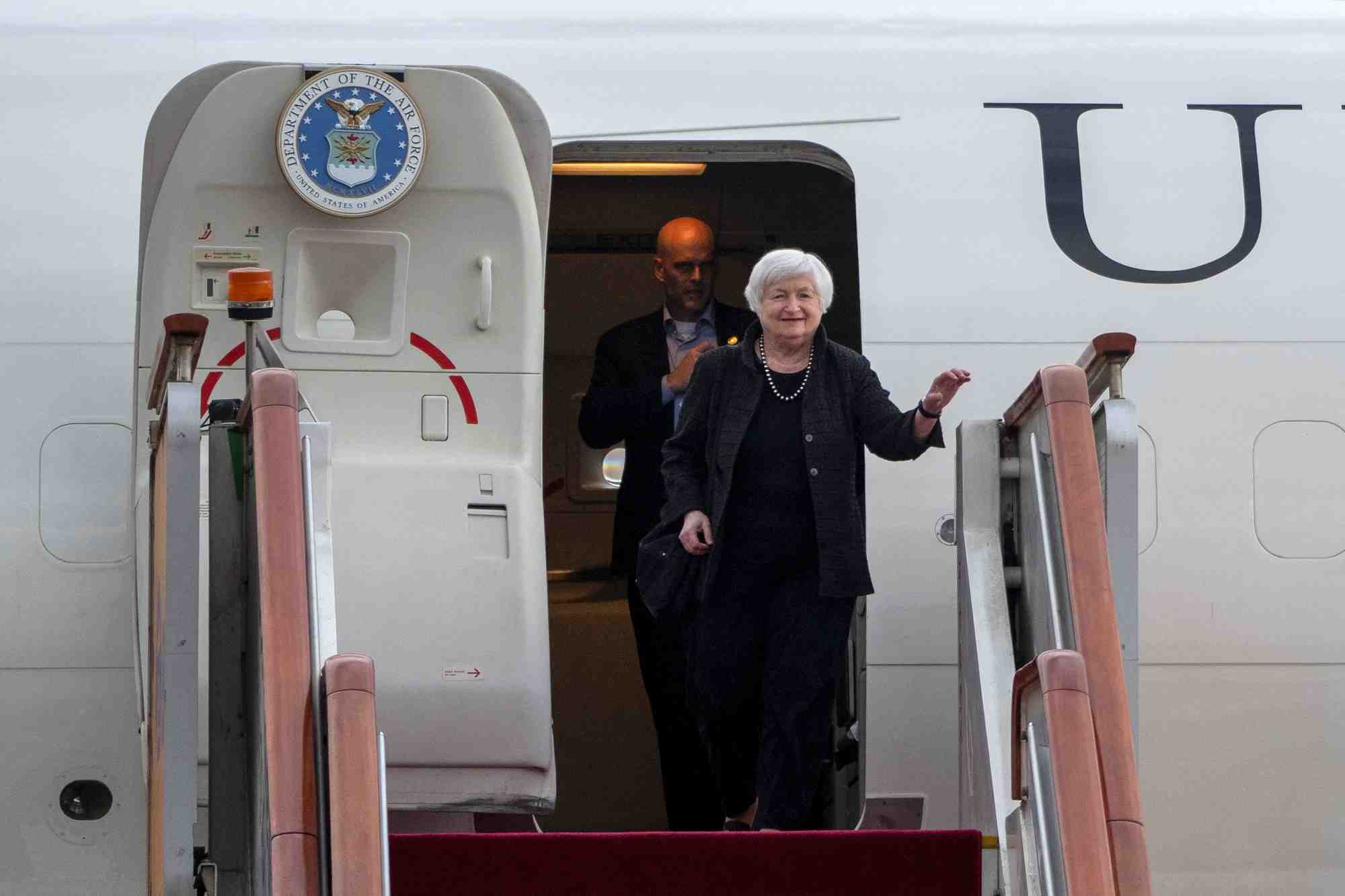 La secretaire americaine au tresor janet yellen visite la chine