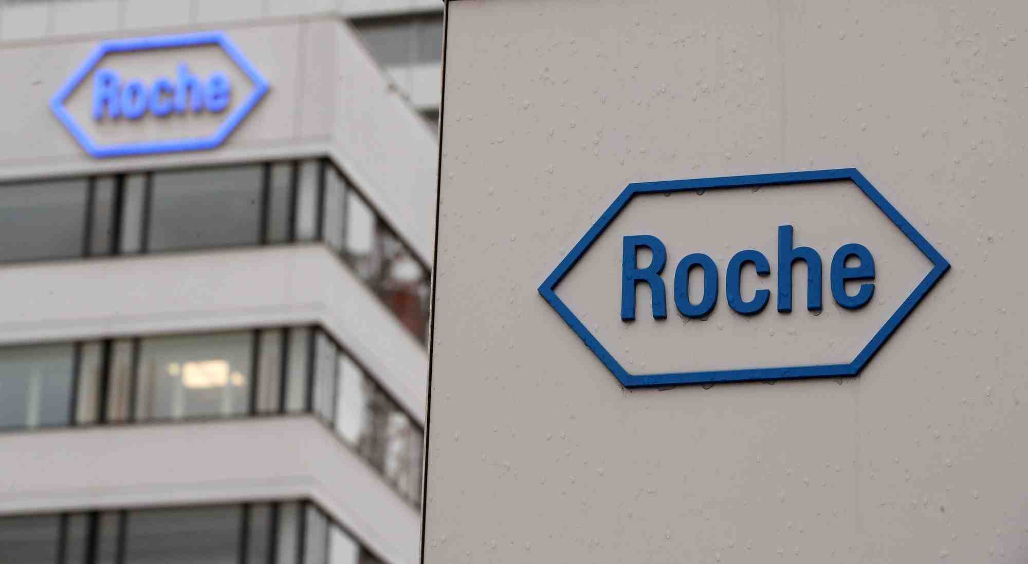 Logo du laboratoire pharmaceutique suisse roche a son siege social a bale