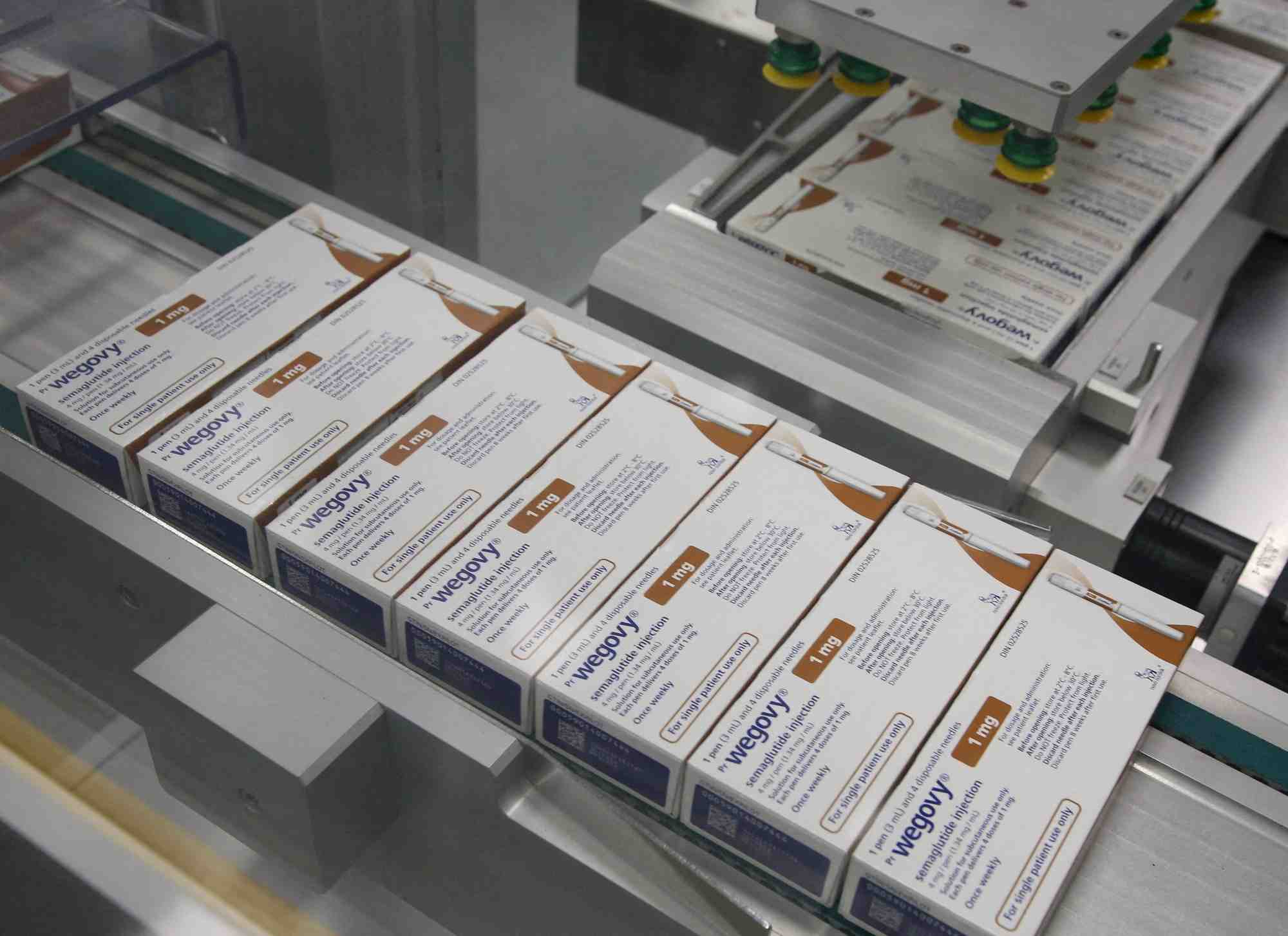 Une ligne de conditionnement dans l'usine de novo nordisk a hillerod, au danemark