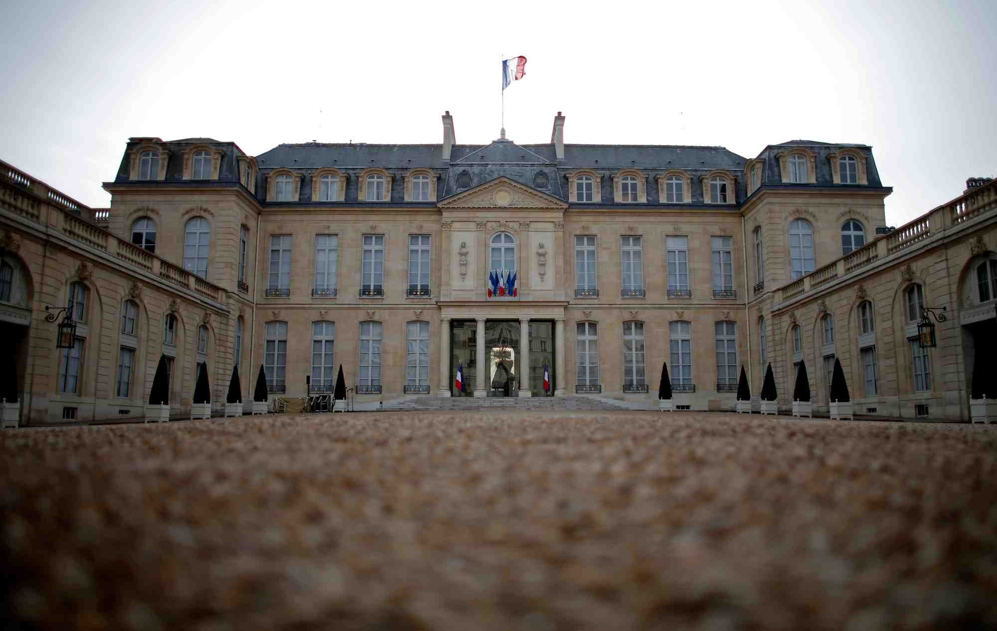 General view of the courtyard of the elysee palace in paris