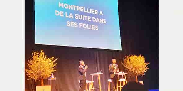 Le maire de Montpellier et président de la Métropole, Michaël Delafosse, dévoile sa programmation urbaine le 9 février 2022, lors des premières Assises du territoire.
