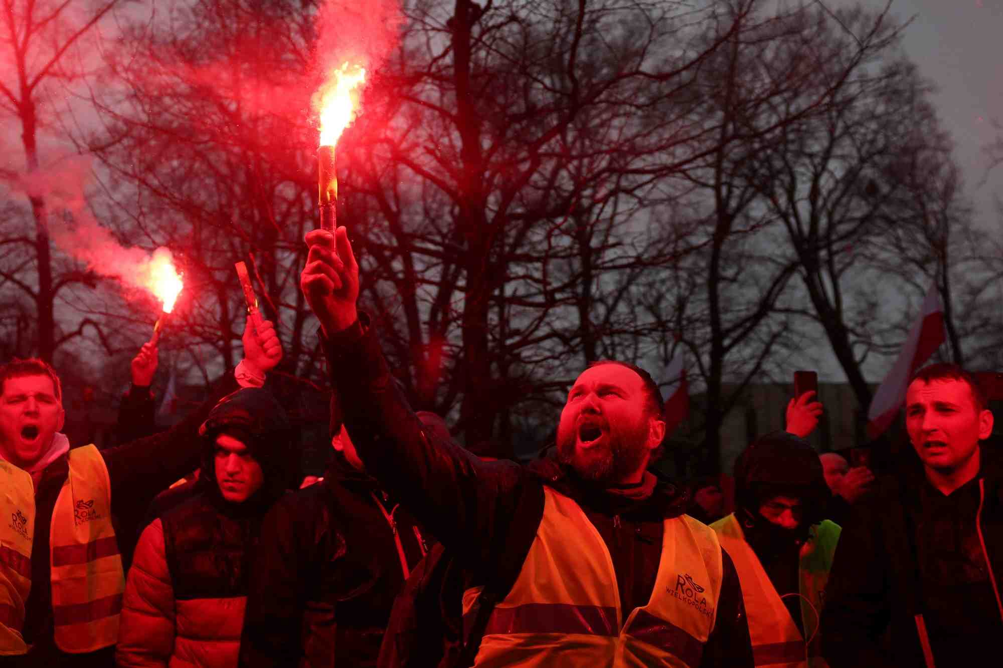 Les agriculteurs polonais manifestent a poznan