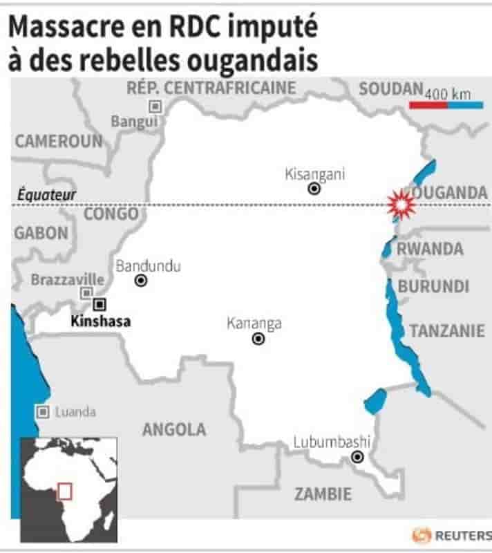 Un massacre imputé à des rebelles ougandais dans l'est de la RDC