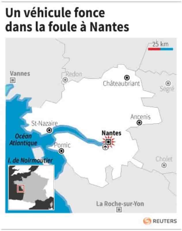 Un vehicule fonce dans la foule a nantes