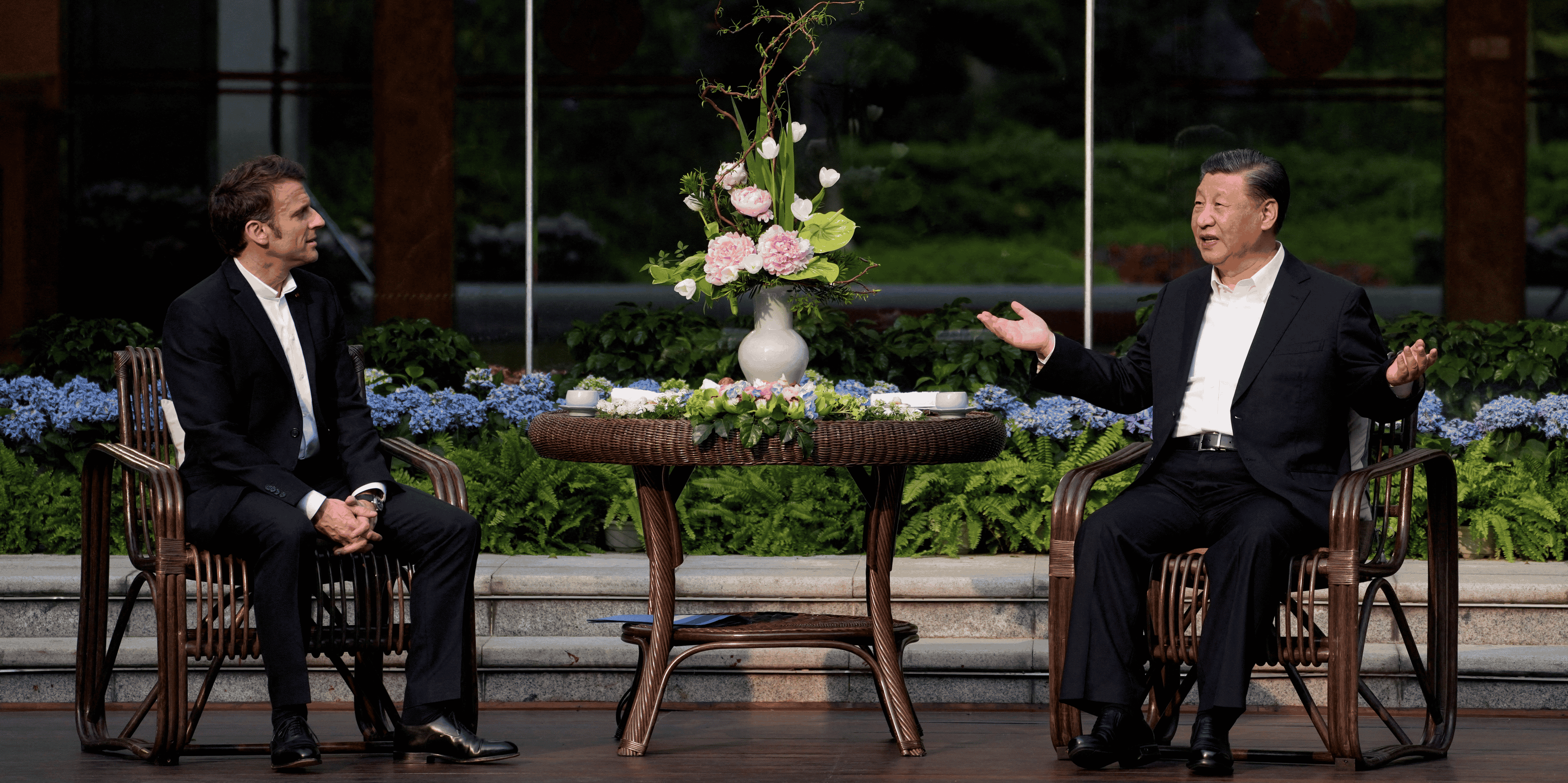 Photo du president francais, emmanuel macron, et de son homologue chinois, xi jinping