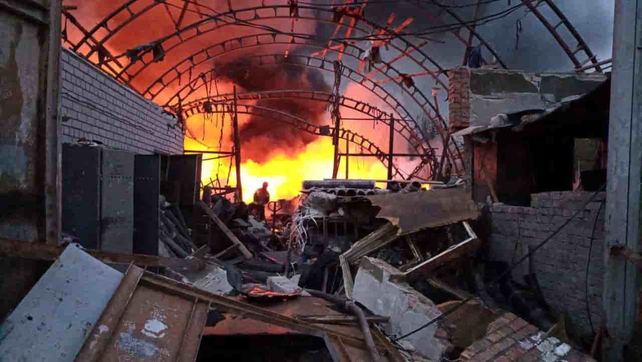 Photo des consequences d'une attaque de missiles russes a dnipro