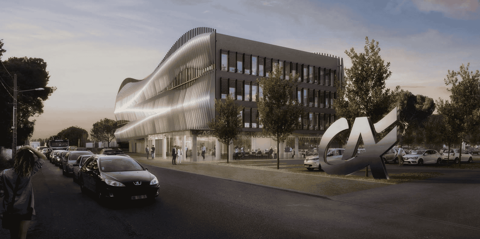Visuel d'architecte du futur site administratif de CAL à Nîmes