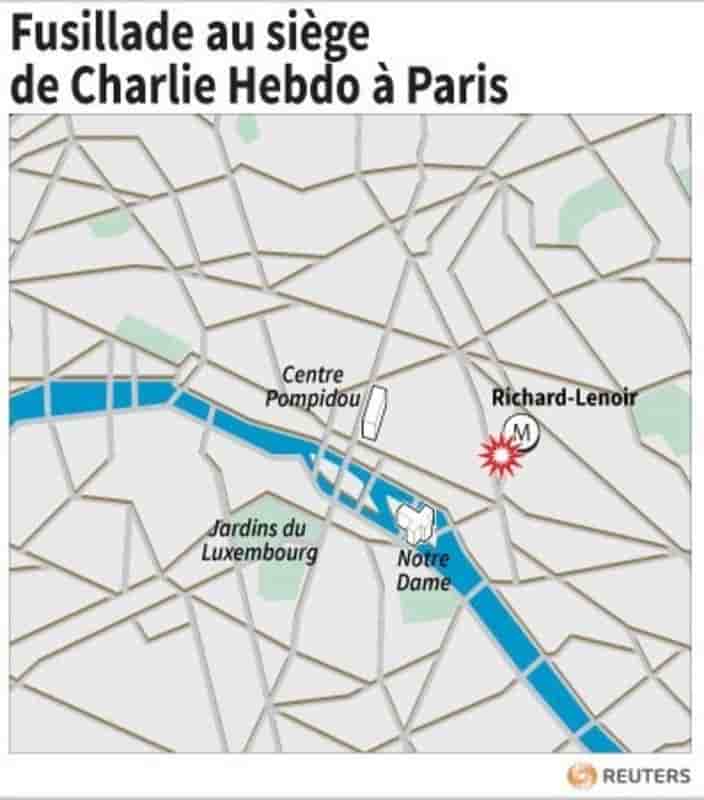 Fusillade au siege de charlie hebdo a paris