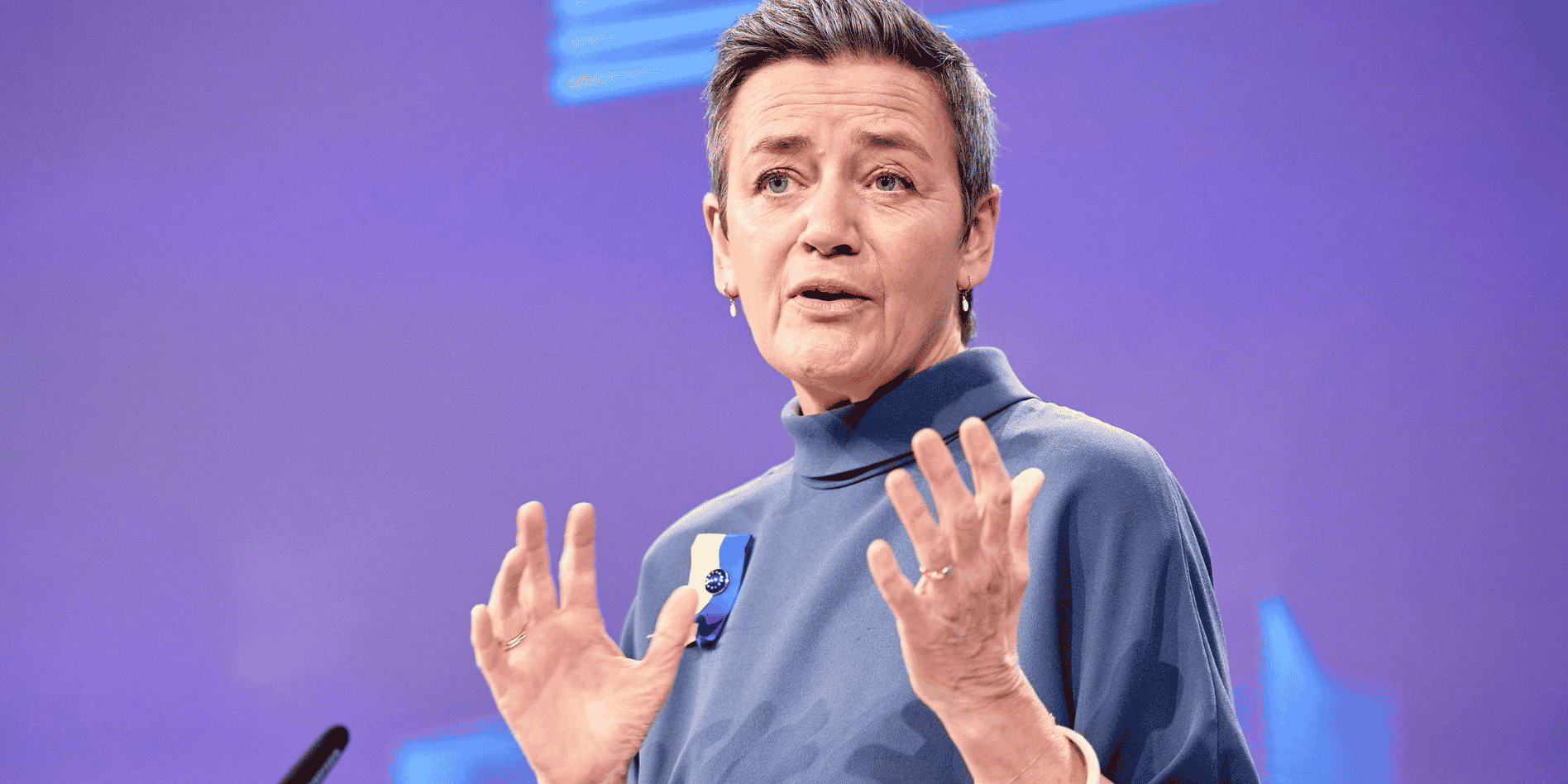 Margrethe Vestager, lors d'une conférence de presse le 5 mars 2024