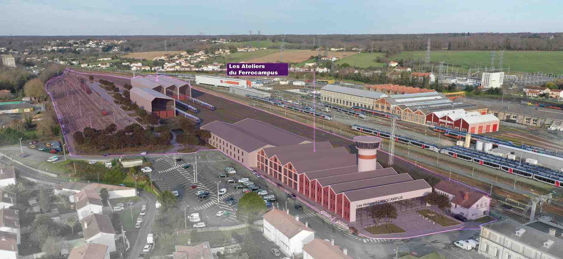 Les futurs ateliers du Ferrocampus à Saintes (Charente-Maritime).
