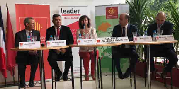 A. Rahhou (CIH), J. Benabdillah (LeadeR), C. Delga (Région), K. Ceikh (GIMAS) et B. Slaoui Hasnaoui (Crouzet Maroc)