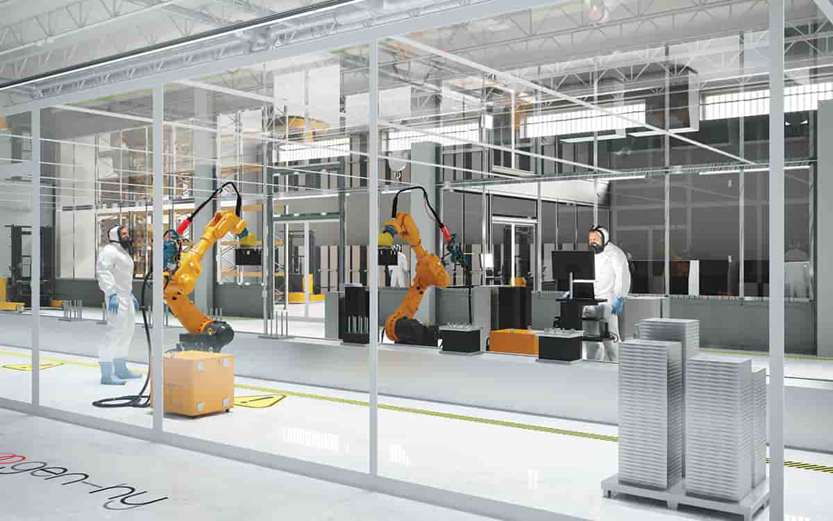 Vue intérieure de la future usine, située à Allenjoie, dans le Doubs, destinée à la production de ses membranes à grande échelle
