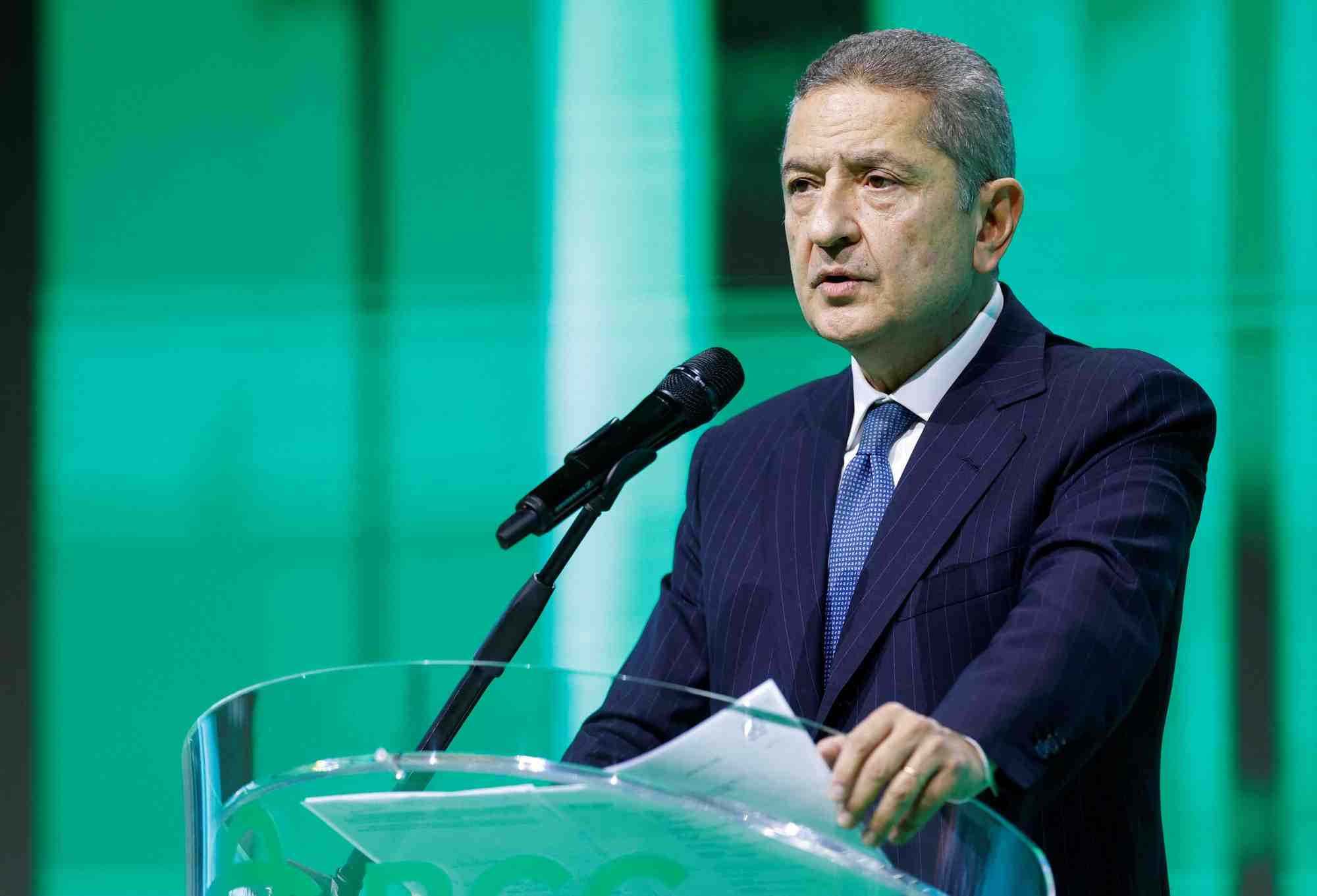 Le nouveau gouverneur de la banque d'italie, fabio panetta, prononce un discours lors d'une conference sur le secteur bancaire a rome