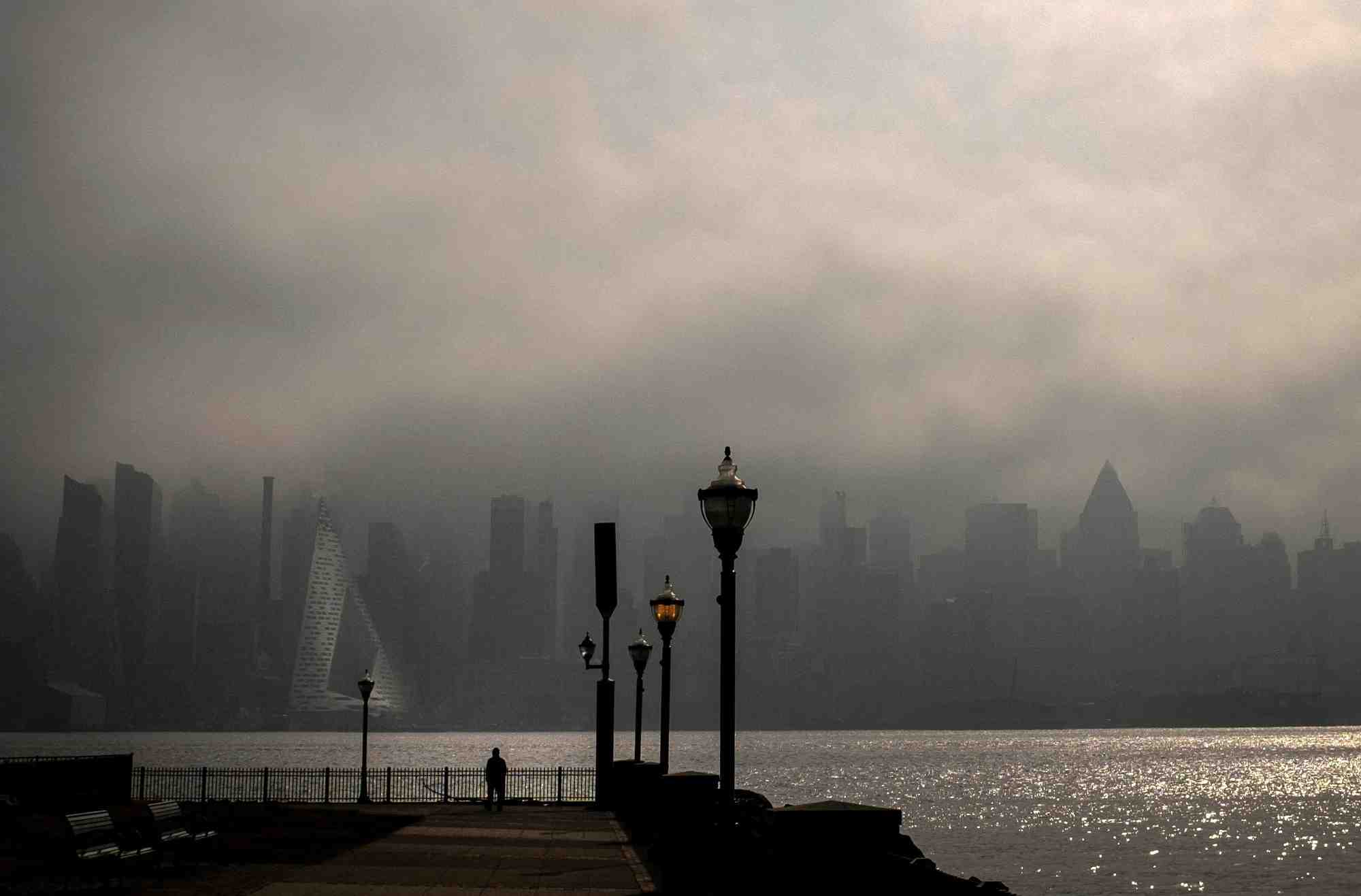 Vue de new york depuis le new jersey, aux etats-unis