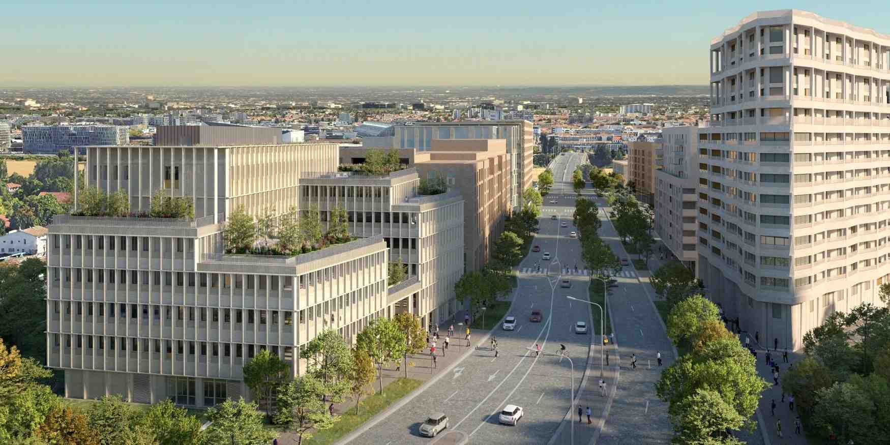 Perspective du quartier Belvédère, sur la rive droite de Bordeaux, qui accueillera notamment les 7.500 m2 du nouveau siège de la Mutualité sociale agricole de Gironde, l'une des grosses transactions de 2024.