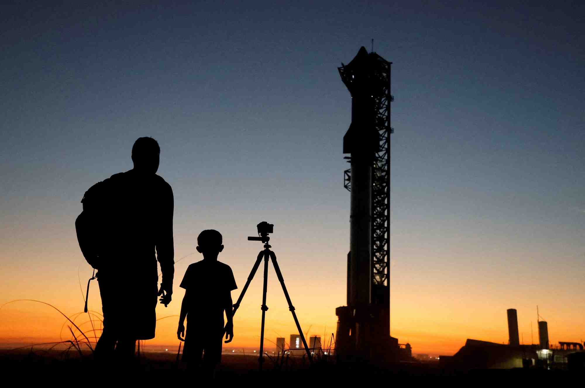 Le lanceur super lourd Starship de SpaceX lors d'un des essai.