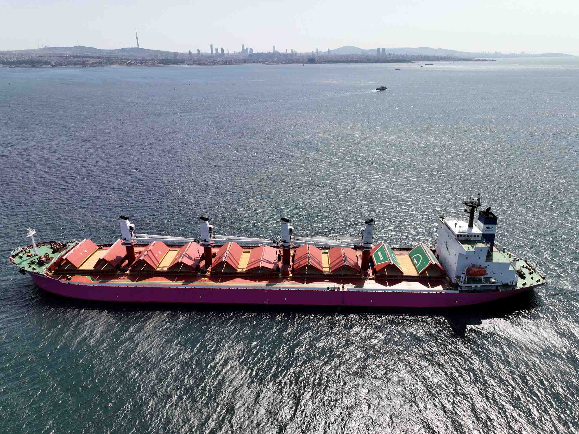 Le tk majestic transporte des cereales dans le cadre de l'initiative des nations unies pour les cereales de la mer noire
