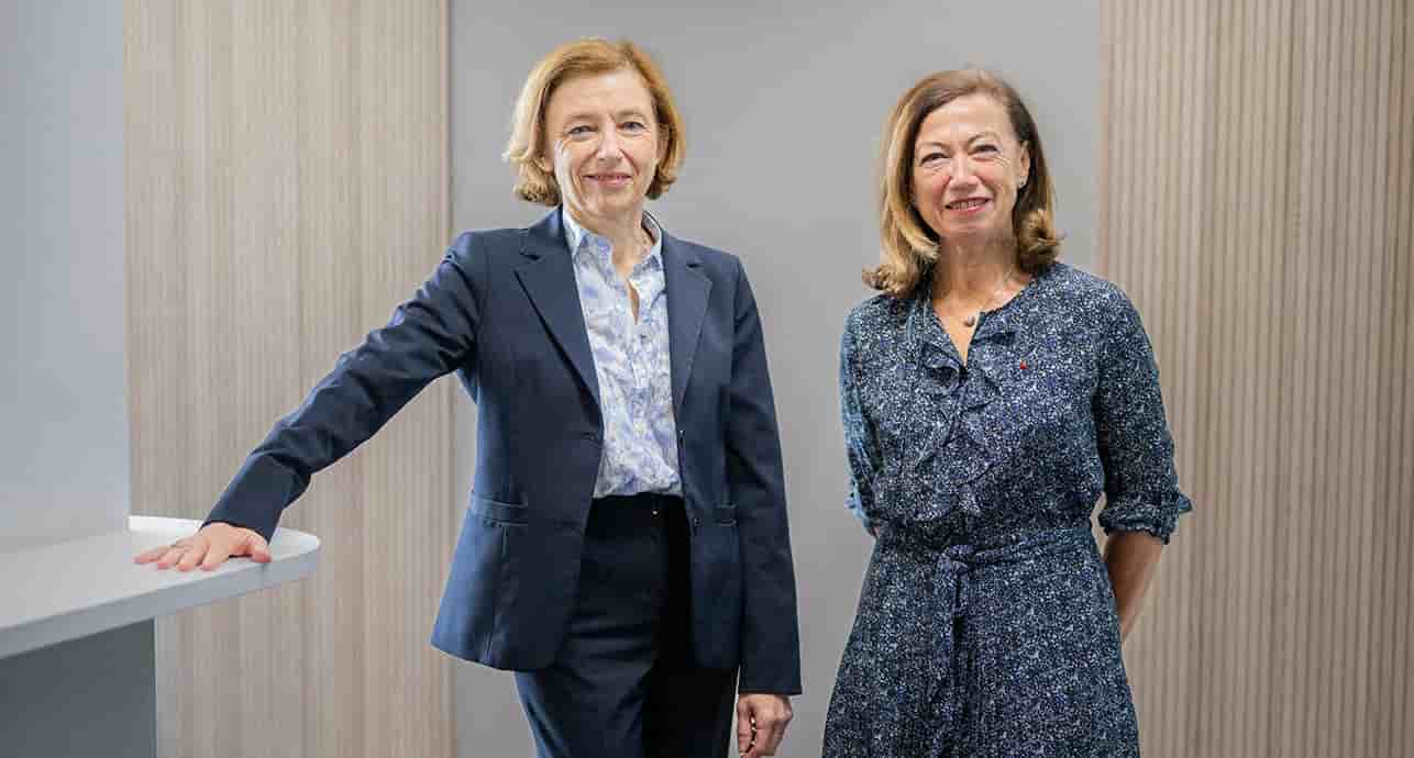 Florence Parly et Anne-Marie Couderc au siège d'Air France-KLM, le 11 juin.