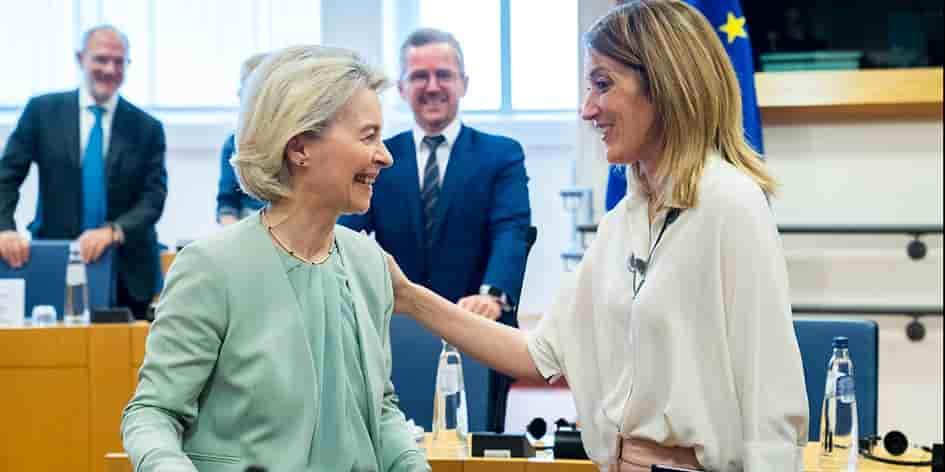 Ursula Von der Leyen, Présidente de la Commission européenne et Roberta Metsola, Présidente du Parlement européen