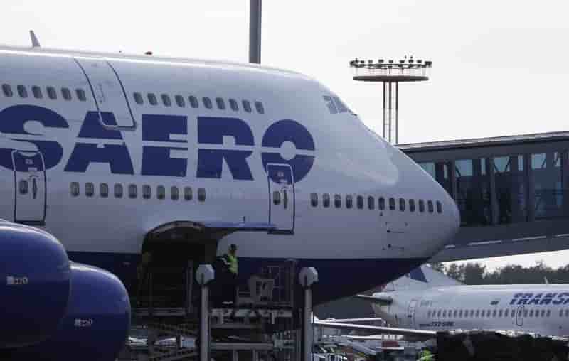 Russian airline transaero airplanes are seen on the tarmac at moscow's domodedovo airport