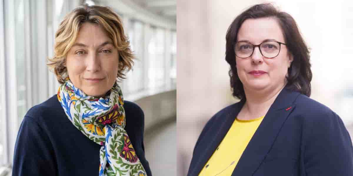 De gauche à droite : Valérie Fournier, présidente de la Fédération des entreprises sociales pour l'habitat, et Emmanuelle Cosse, présidente-candidate de l'Union sociale pour l'habitat (USH).
