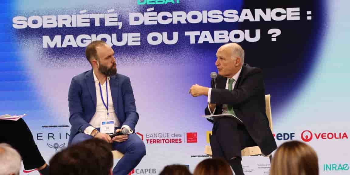 Clément Caudron (à gauche) auteur et conférencier spécialisé dans les enjeux de l’énergie et du climat, et Pierre-André de Chalendar (à droite), président de l'Institut de l'entreprise et président d’honneur de Saint-Gobain.