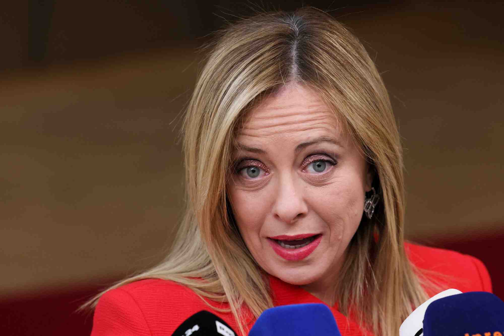 La premiere ministre italienne giorgia meloni lors d'un sommet des dirigeants europeens, a bruxelles